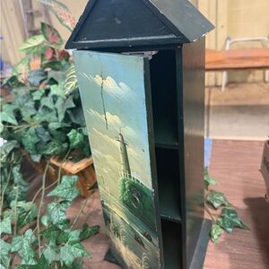 Green Lighthouse Wall Decor Cabinet 19.5”x7.5”x6.75”